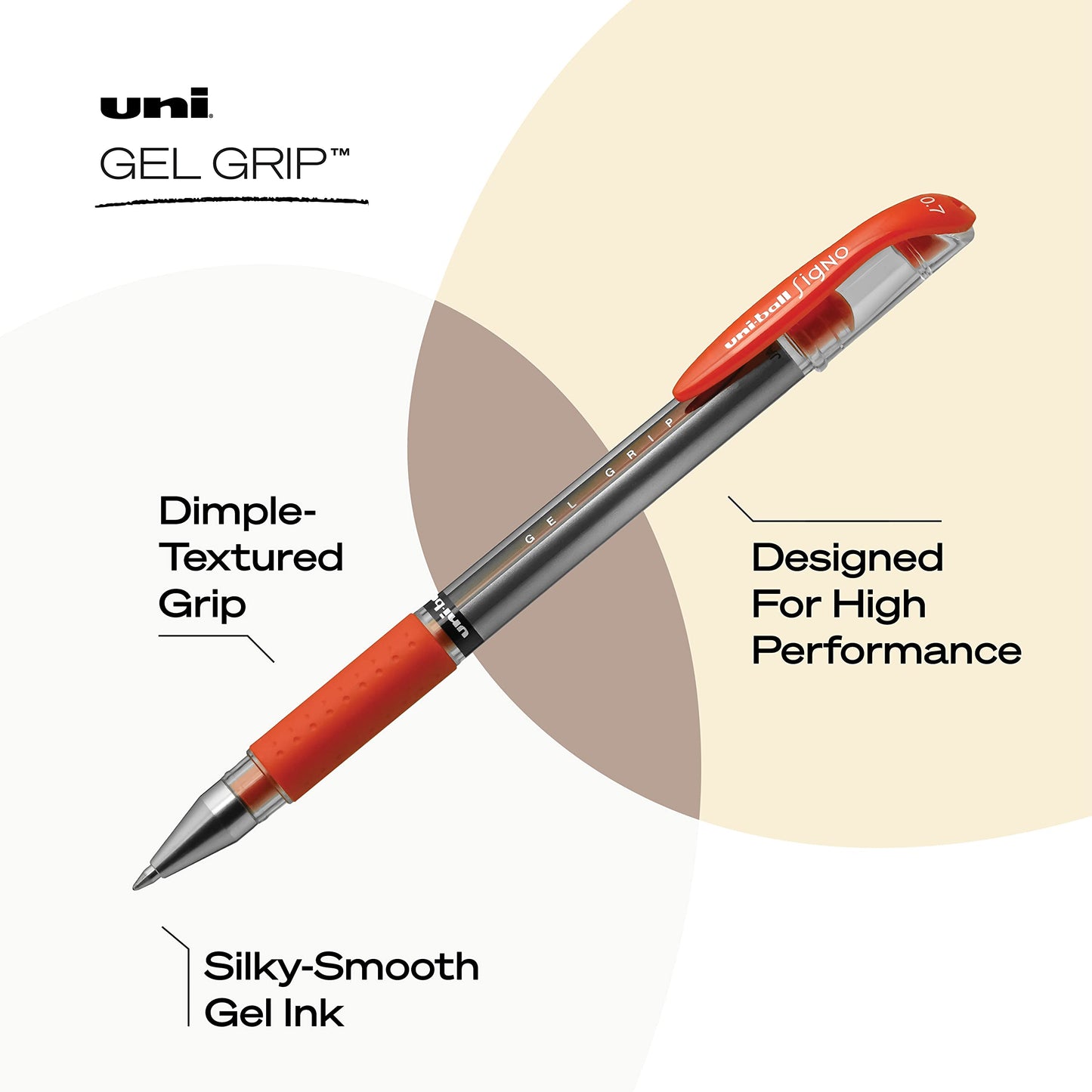 uniball™ Gel Grip Gel Pens, Medium Point (0.7mm), Red, 12 Pack