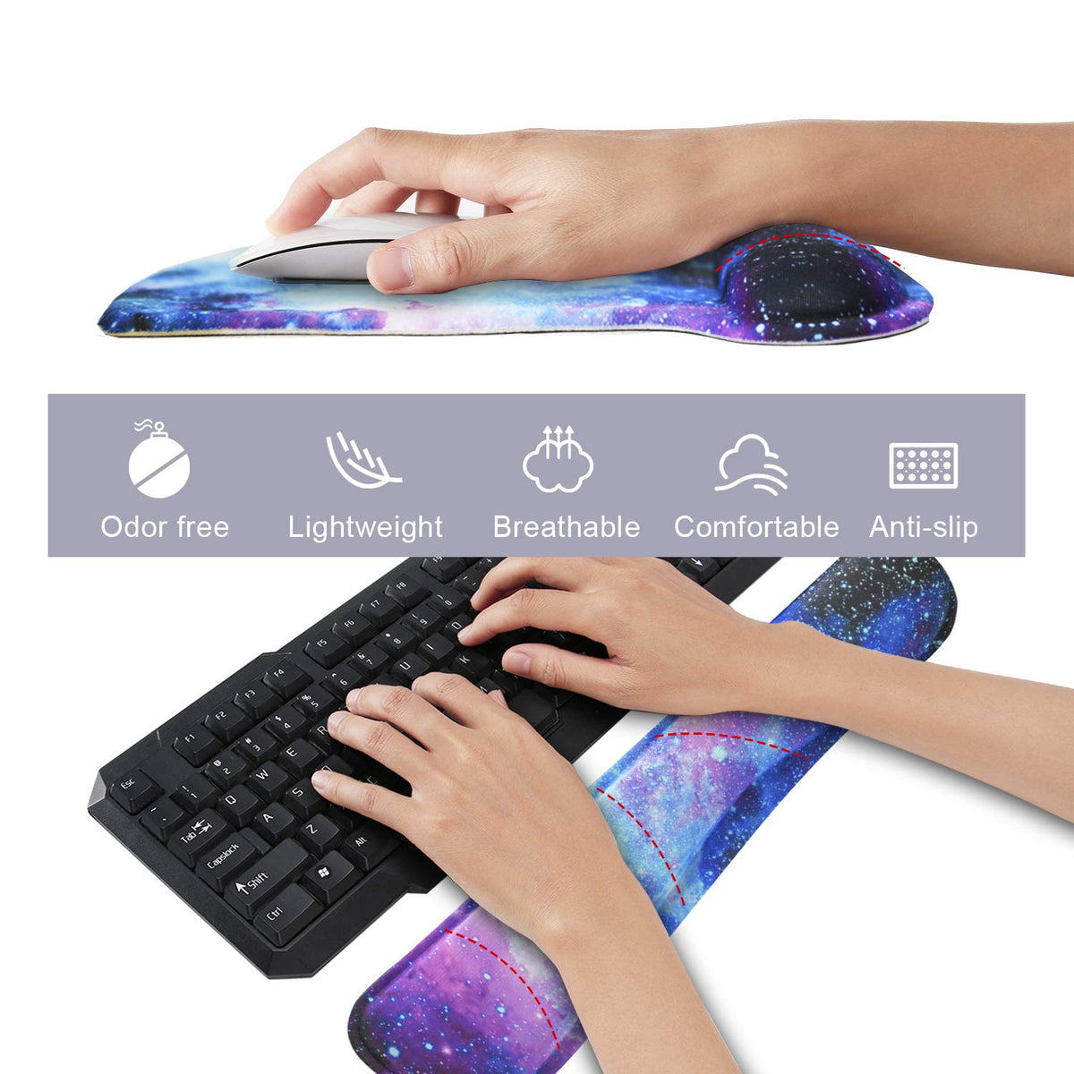 Mouse Pad with Wrist Support and Keyboard Wrist Rest Pad Set,Ergonomic Mouse Pads for Computers