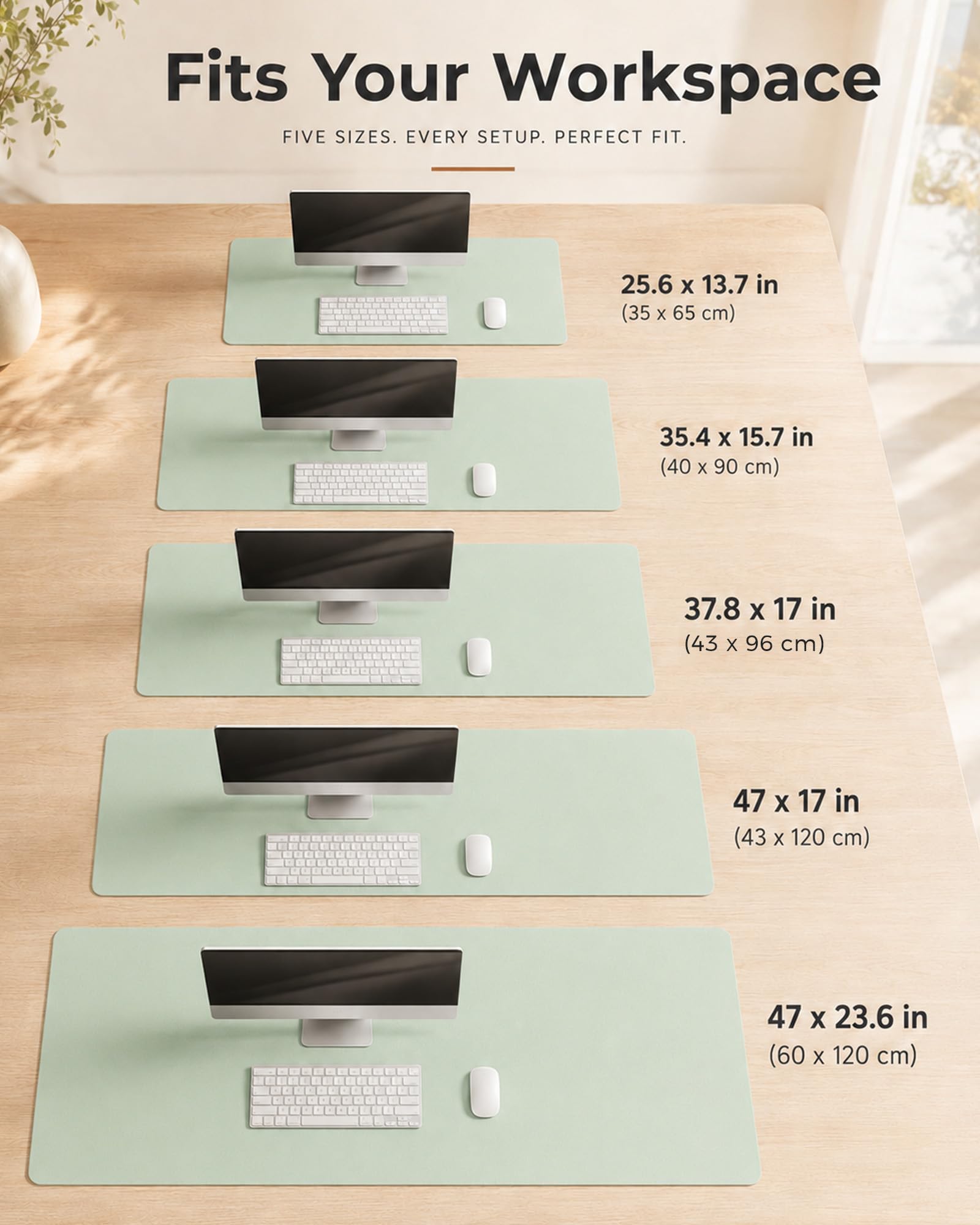 Aothia Double-Sided Desk Pad – 37.8"x17" Leather Desk Mat with Eco Cork Protector, Large Mouse Pad