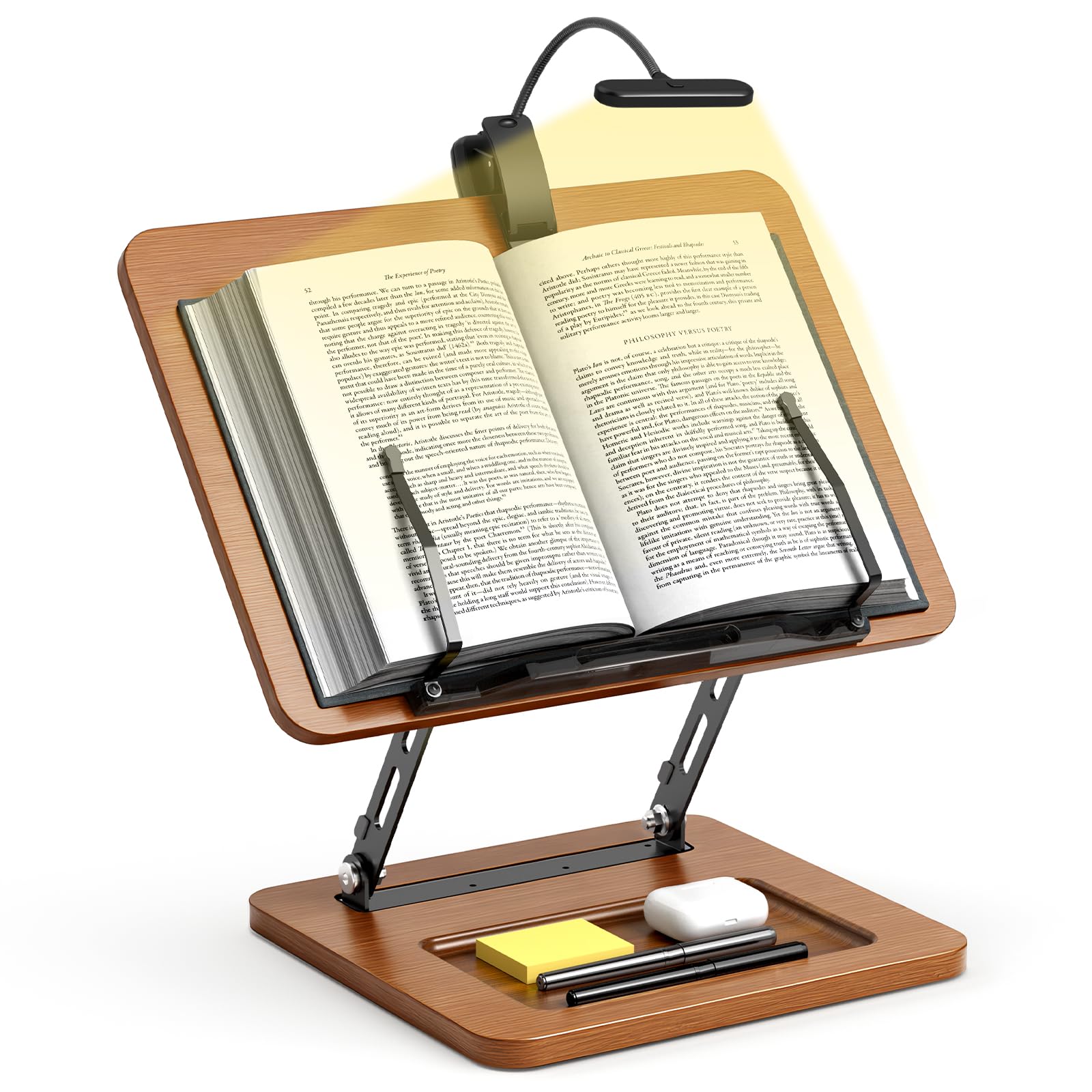 OPTIXCELL Book Stand with Light, Hands Free Book Holder, Gifts Book Lovers