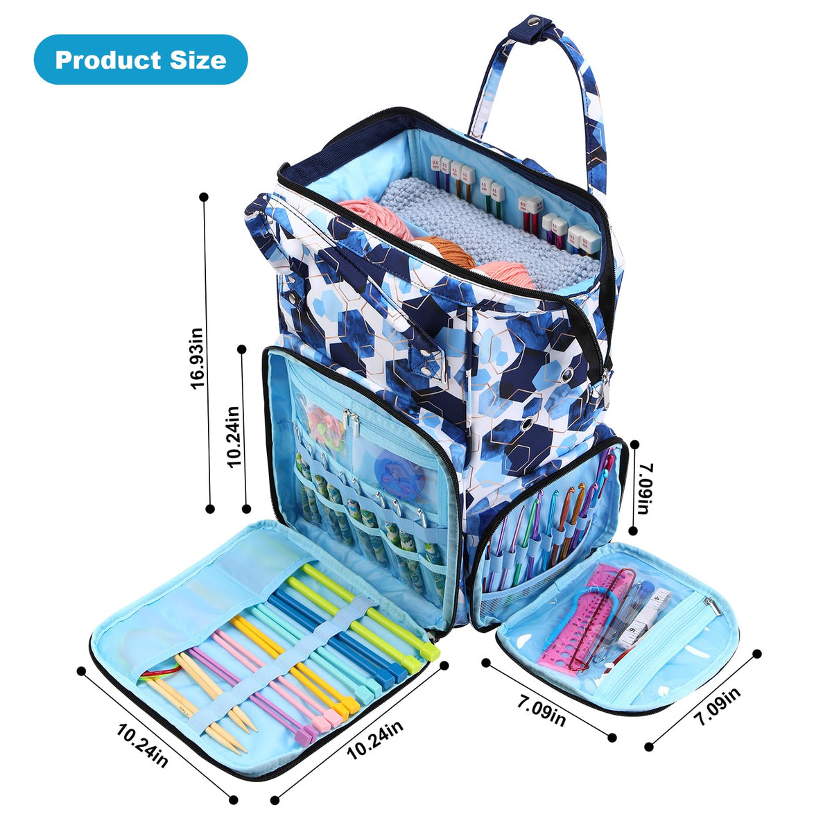 KOKNIT Crochet bag Knitting bag Backpack and Tote Bag large capacity Yarn Storage Organizer Travel