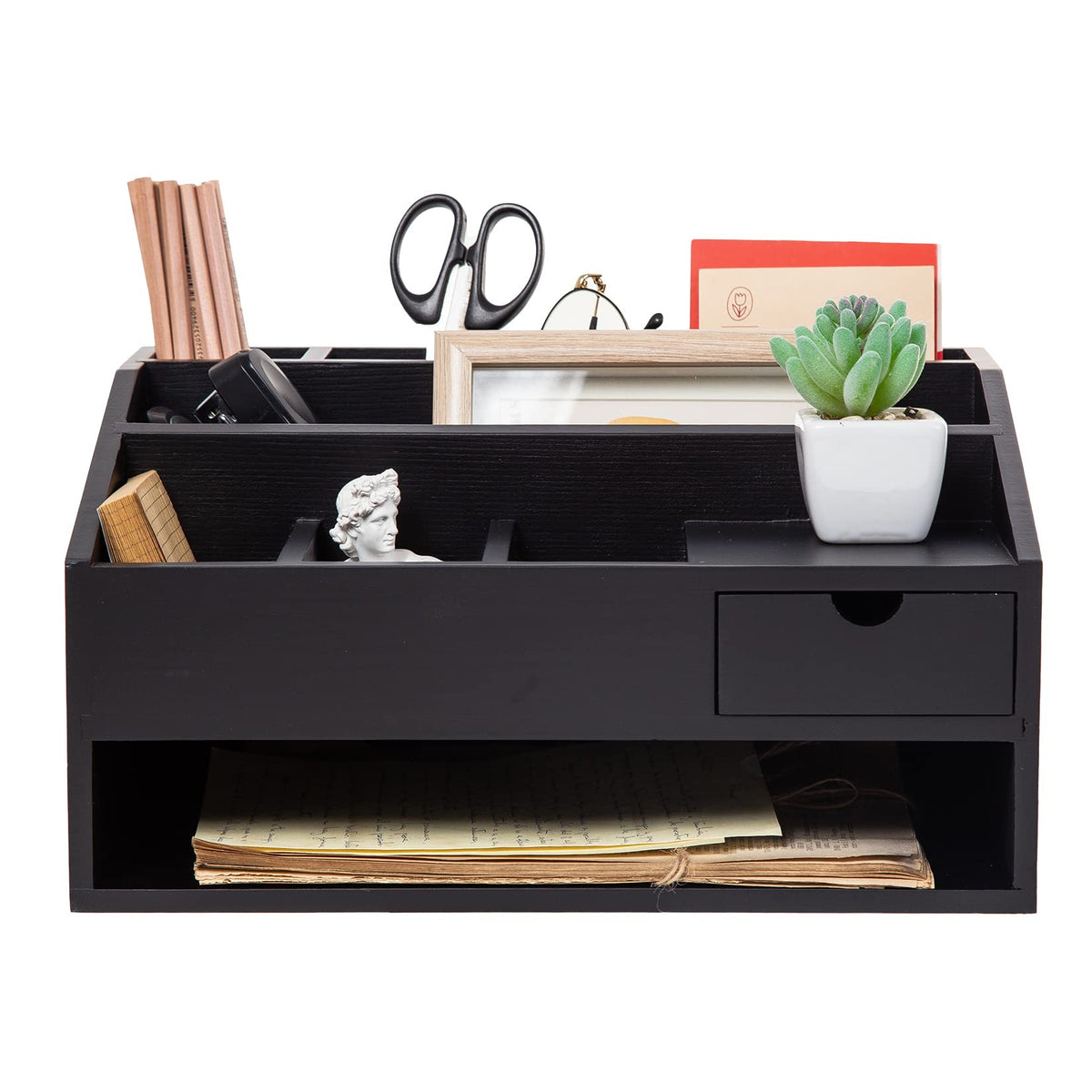 Wood Desk Drawer Organizers with File Organizer Pen holder Office Decor combo for Desk Organization