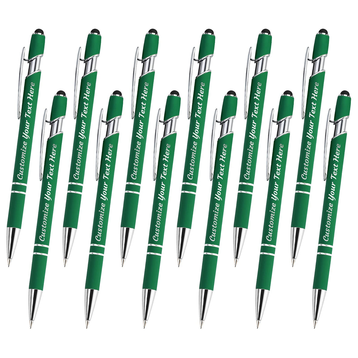 YanNanKe 12 PCS Custom Pens Personalized Bulk, Customized Engraving Ballpoint Pens with Stylus Name