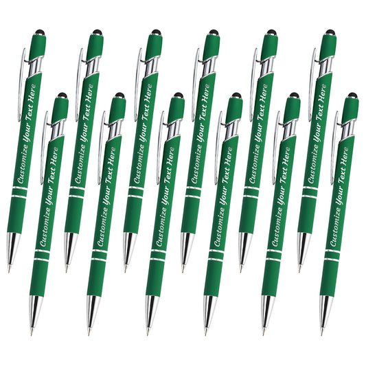 YanNanKe 12 PCS Custom Pens Personalized Bulk, Customized Engraving Ballpoint Pens with Stylus Name