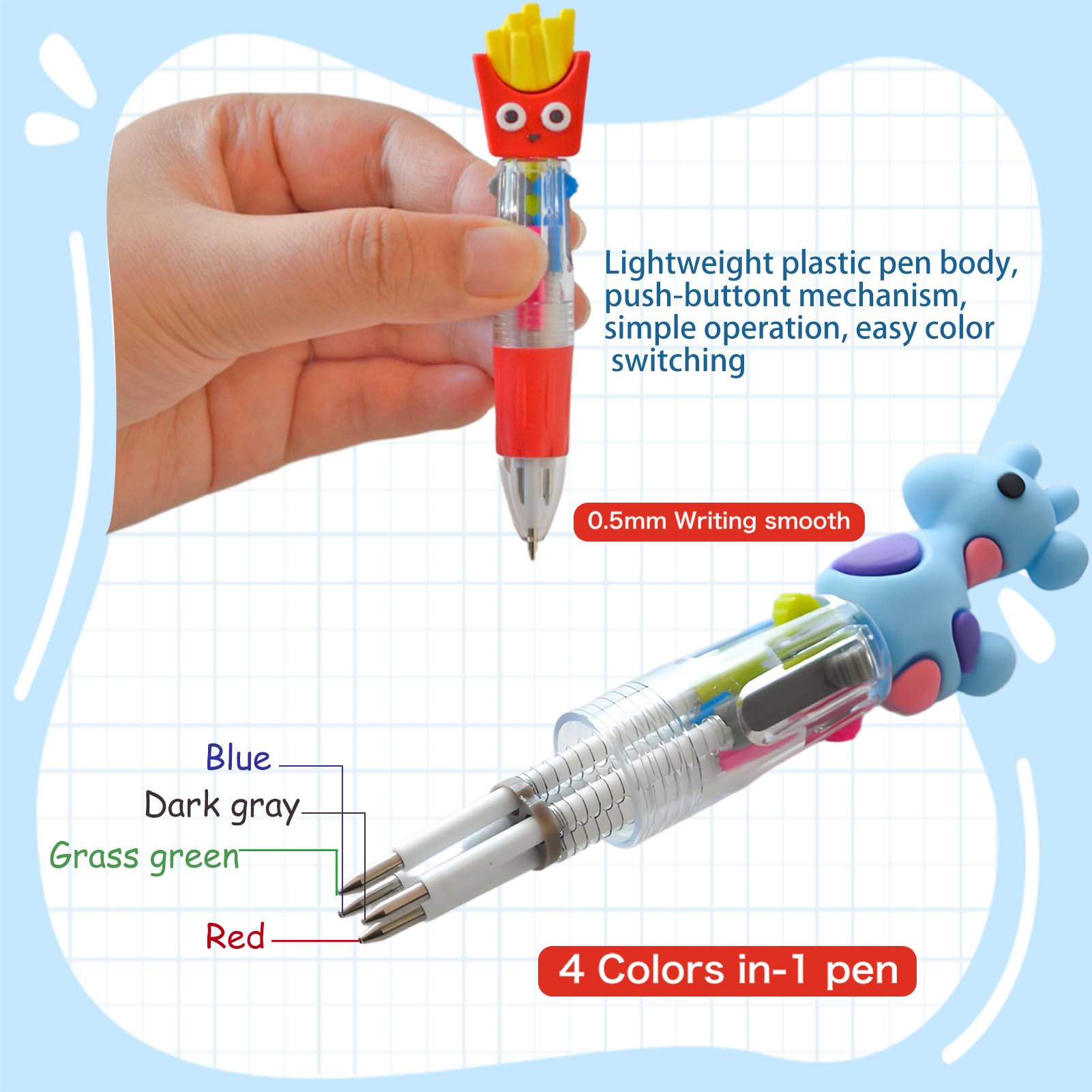 TOEMUR 100 PCS Multicolor Pen Set – 50 Cute Pens Bulk with 50 Pen Bags, Fun Pens for Party Favors