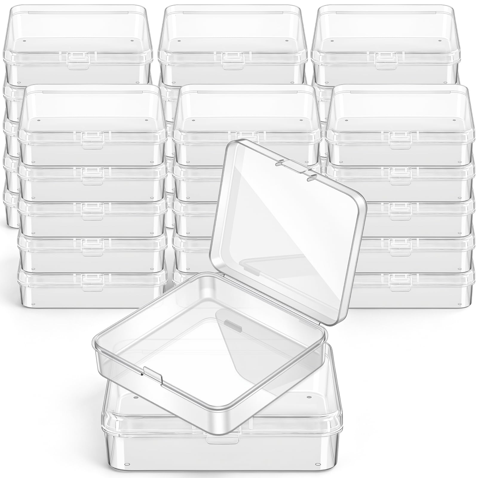 Jetec 30 Pieces Small Clear Plastic Storage Box, 3.3 x 3.3 x 1.1 Inch
