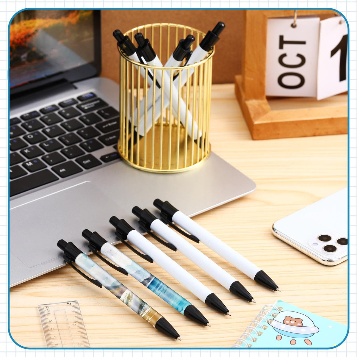 Yexiya Sublimation Pens Blank Heat Transfer Pen Sublimation Ballpoint Pen with Shrink Wrap White