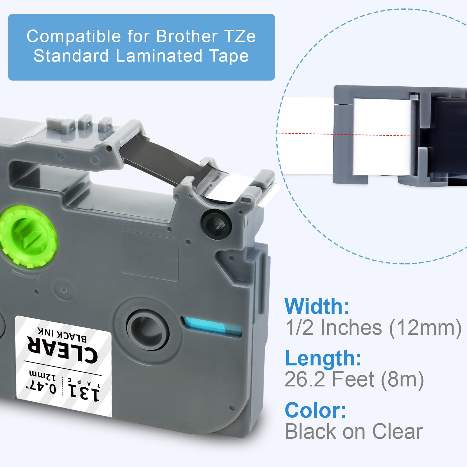 Absonic 10-Pack Tze Tz Label Tape Clear Compatible for Brother Tze-131 Tze131 Tz-131 Tz131 P Touch