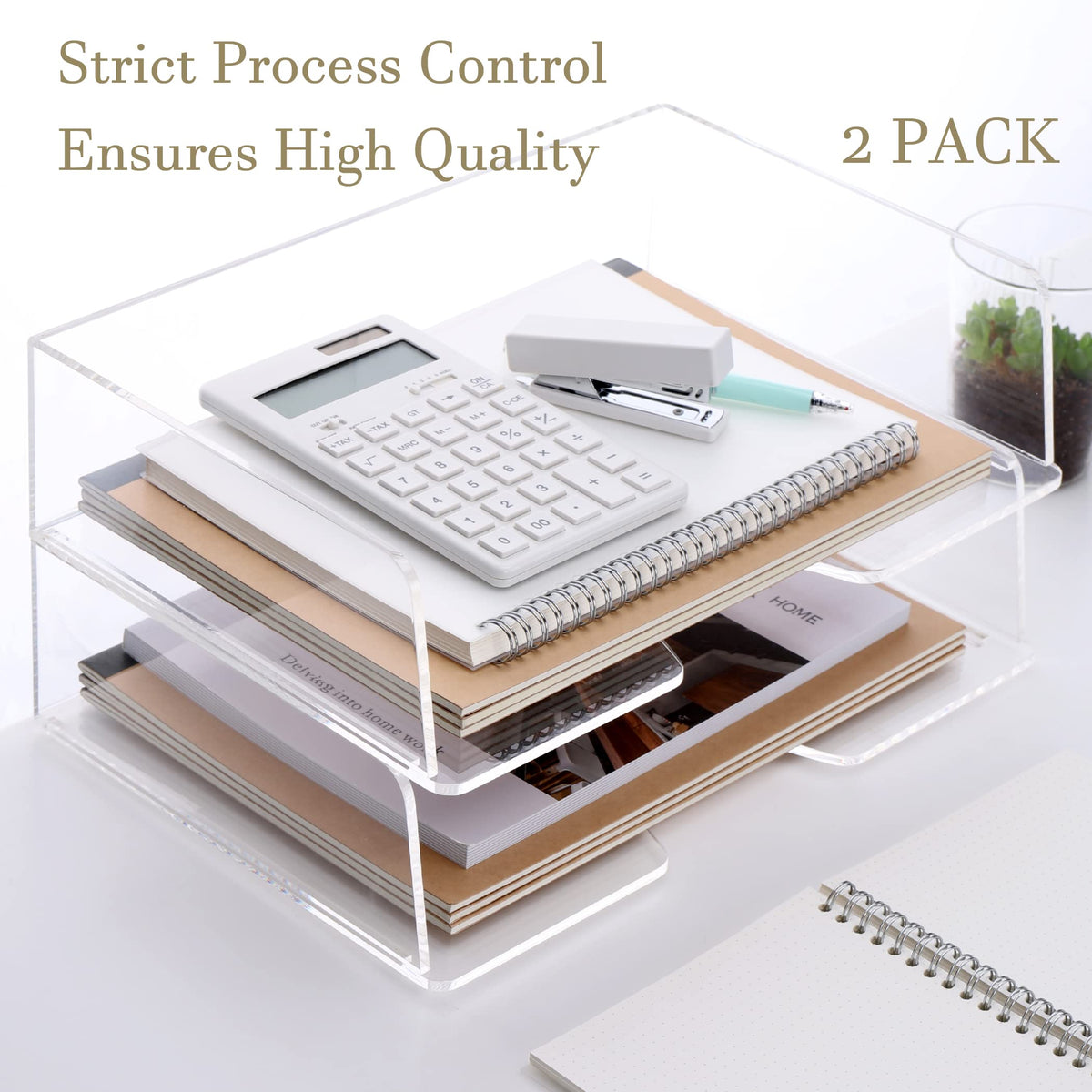 HeZone Acrylic Paper Tray Desk Organizers and Office Suplies Document Storage Enlarged Letter Tray