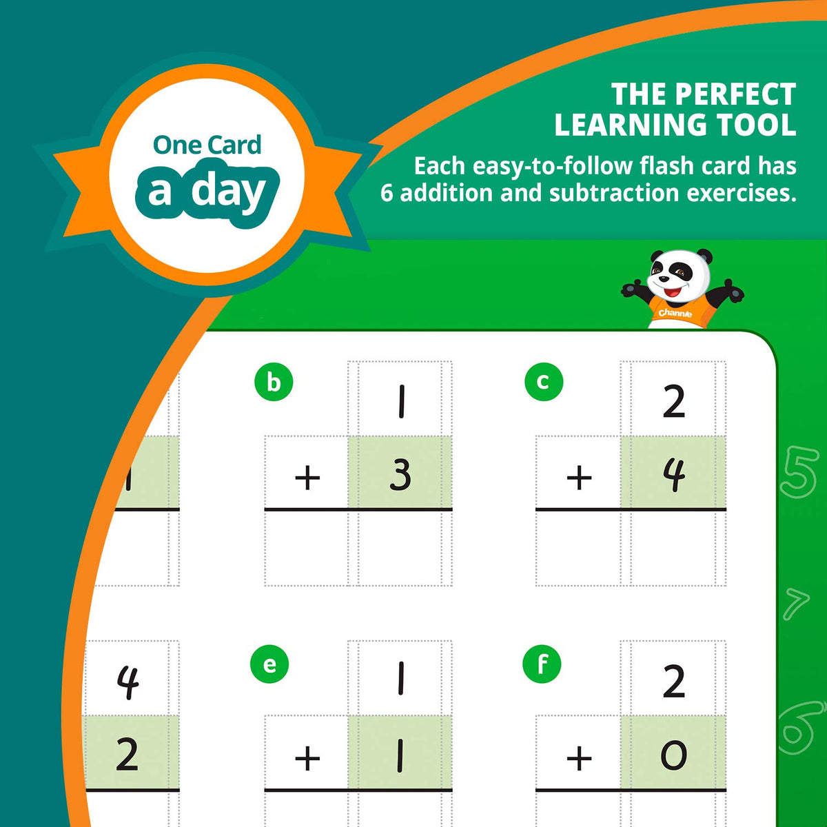 Channie’s One Card a Day Single Digit Addition and Subtraction Flash Cards, 34 Dry Erase Pre K