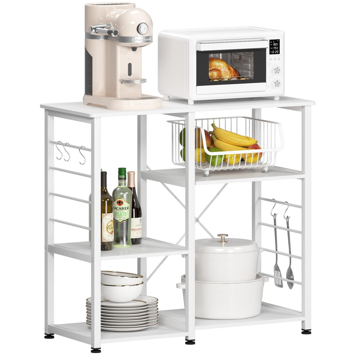 DlandHome Microwave Cart Stand 35.4 inches, Kitchen Baker's Rack Utility Storage Shelf Microwave