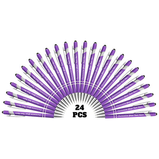 YanNanKe 24 PCS Custom Pens Personalized Bulk, Customized Engraving Ballpoint Pens with Stylus Name