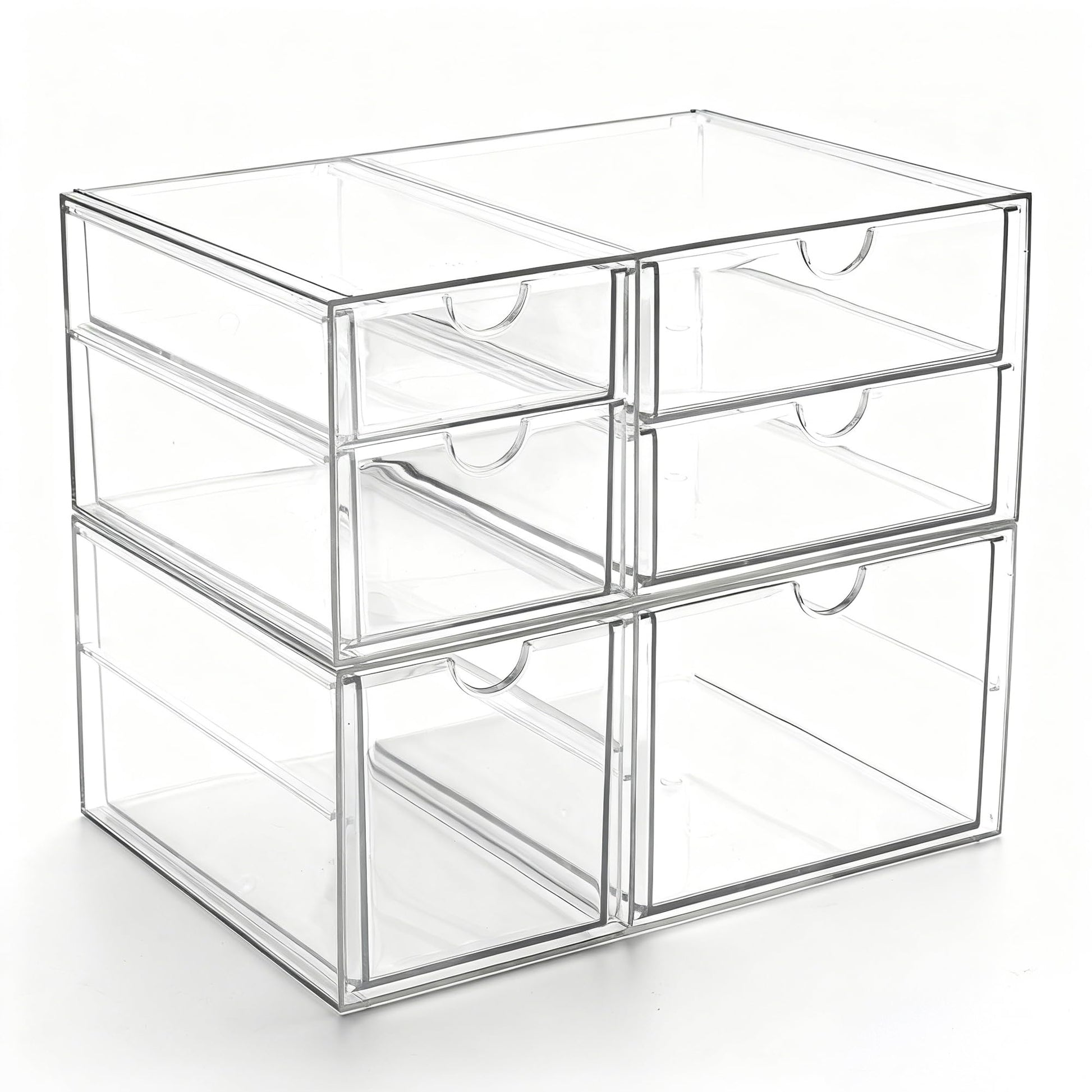 Prsildan Acrylic Makeup Organizer Clear Storage Drawer with 6 Small Drawers
