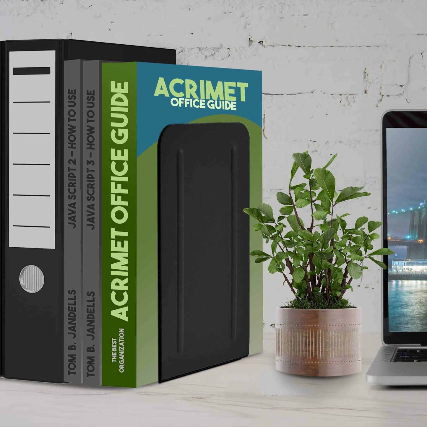 Acrimet Bookends for Shelves, Heavy Duty Steel Metal Book Ends, Non-Skid Book Stopper, Book Storage