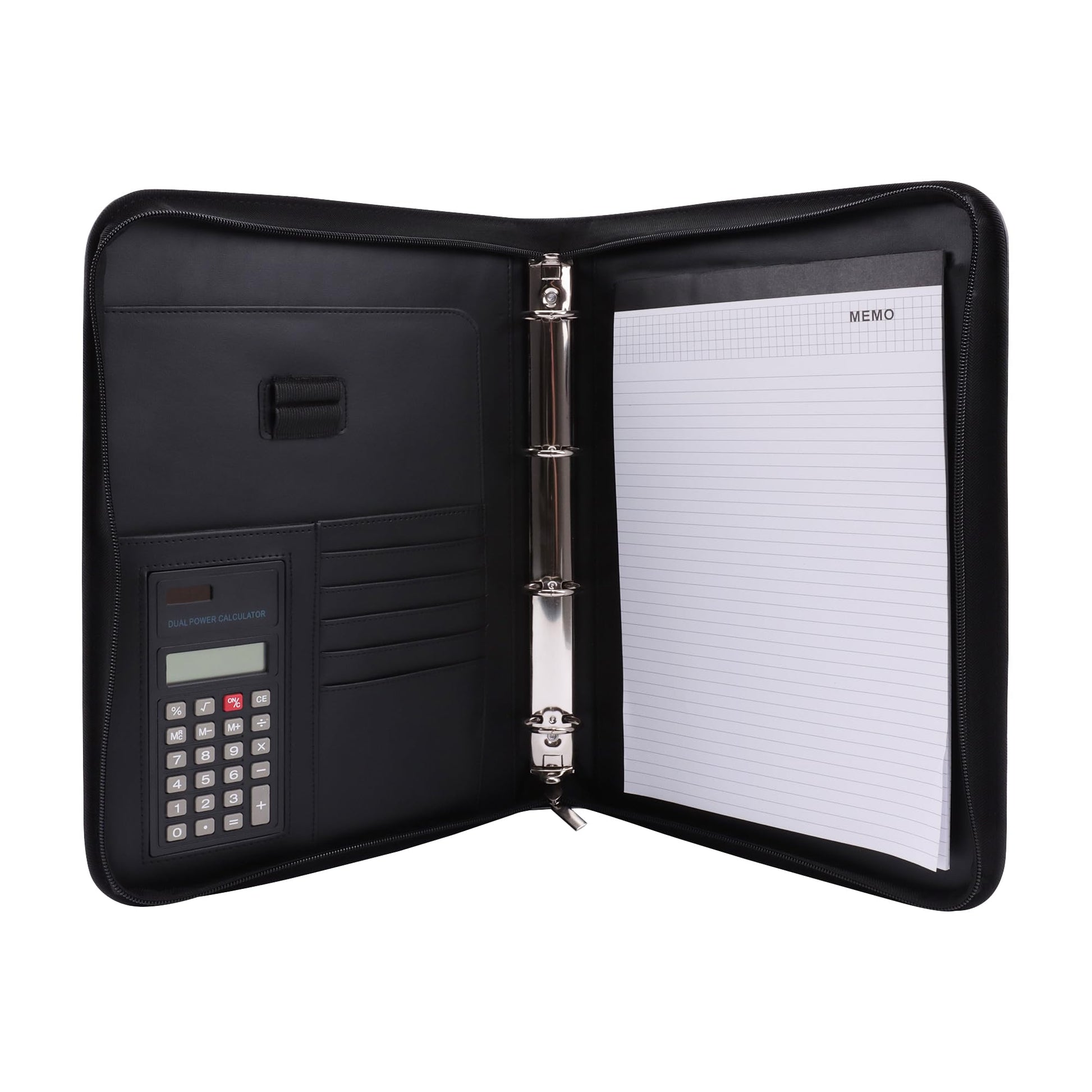 Genie A4 Ring Binder Folder with Calculator, Black