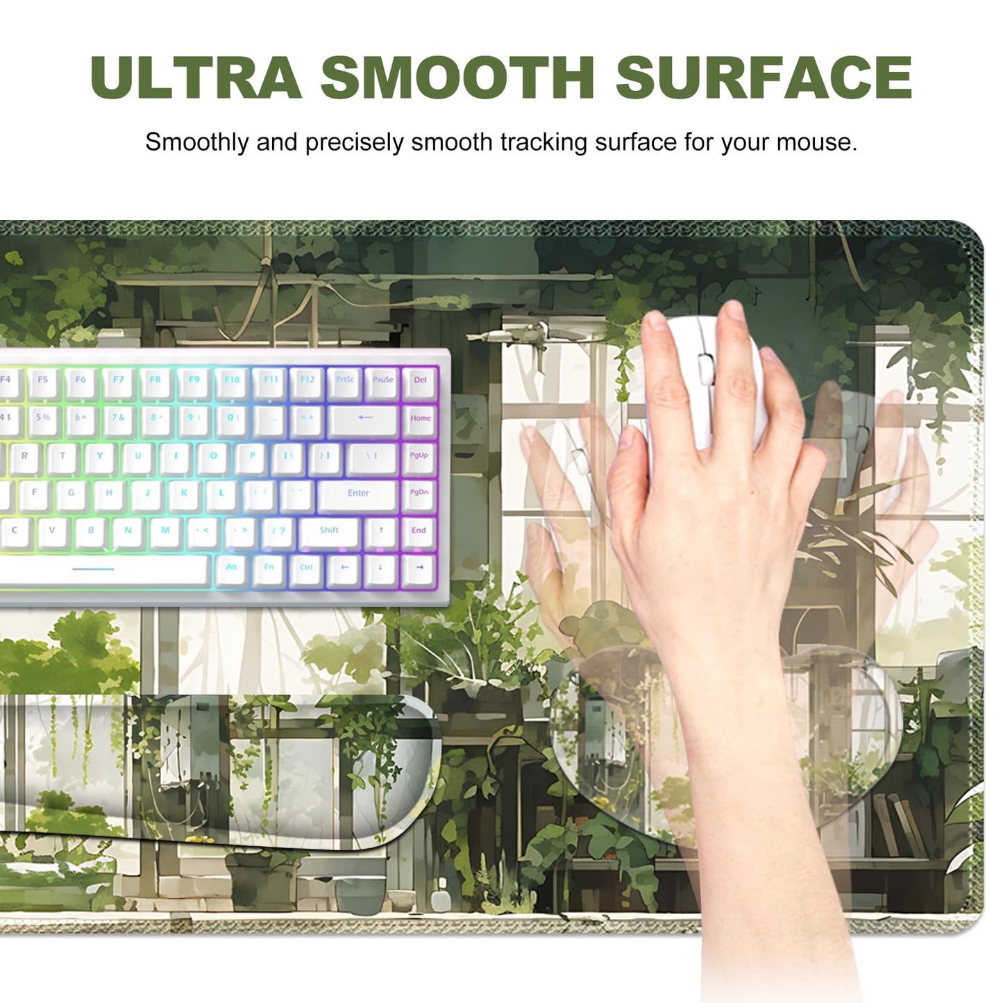 Lauspuck Large Mouse Pad and Keyboard Wrist Rest, Extended Mouse Pad with Wrist Support Ergonomic