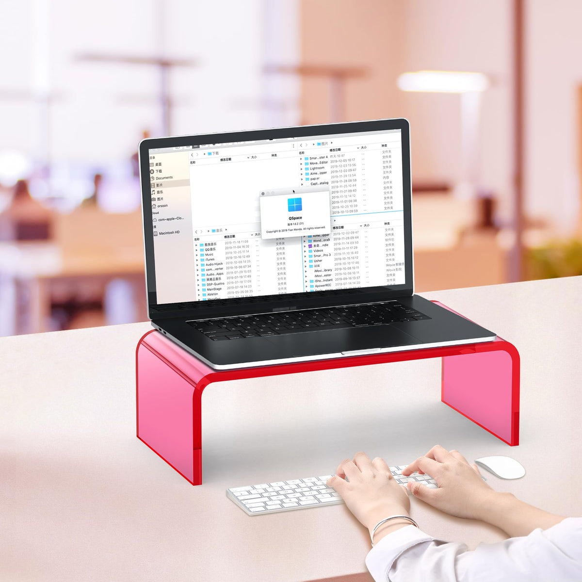 Beimu Acrylic Monitor Stand Riser Pink Laptop Stand Riser L15 xW7.5 xH4