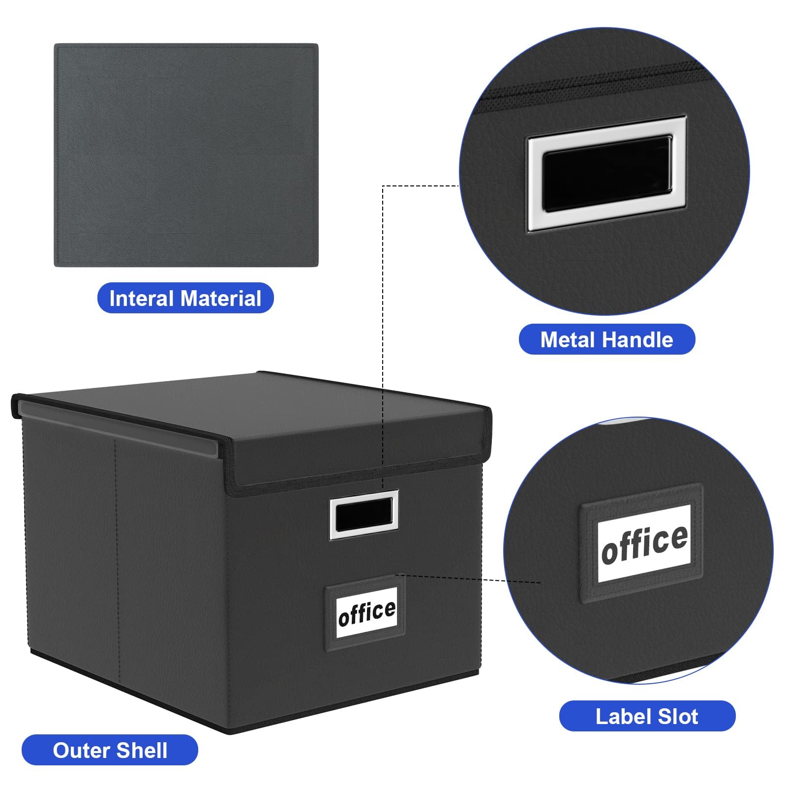 Huolewa File Organizer Box with Lids, Collapsible File Folder Organizer