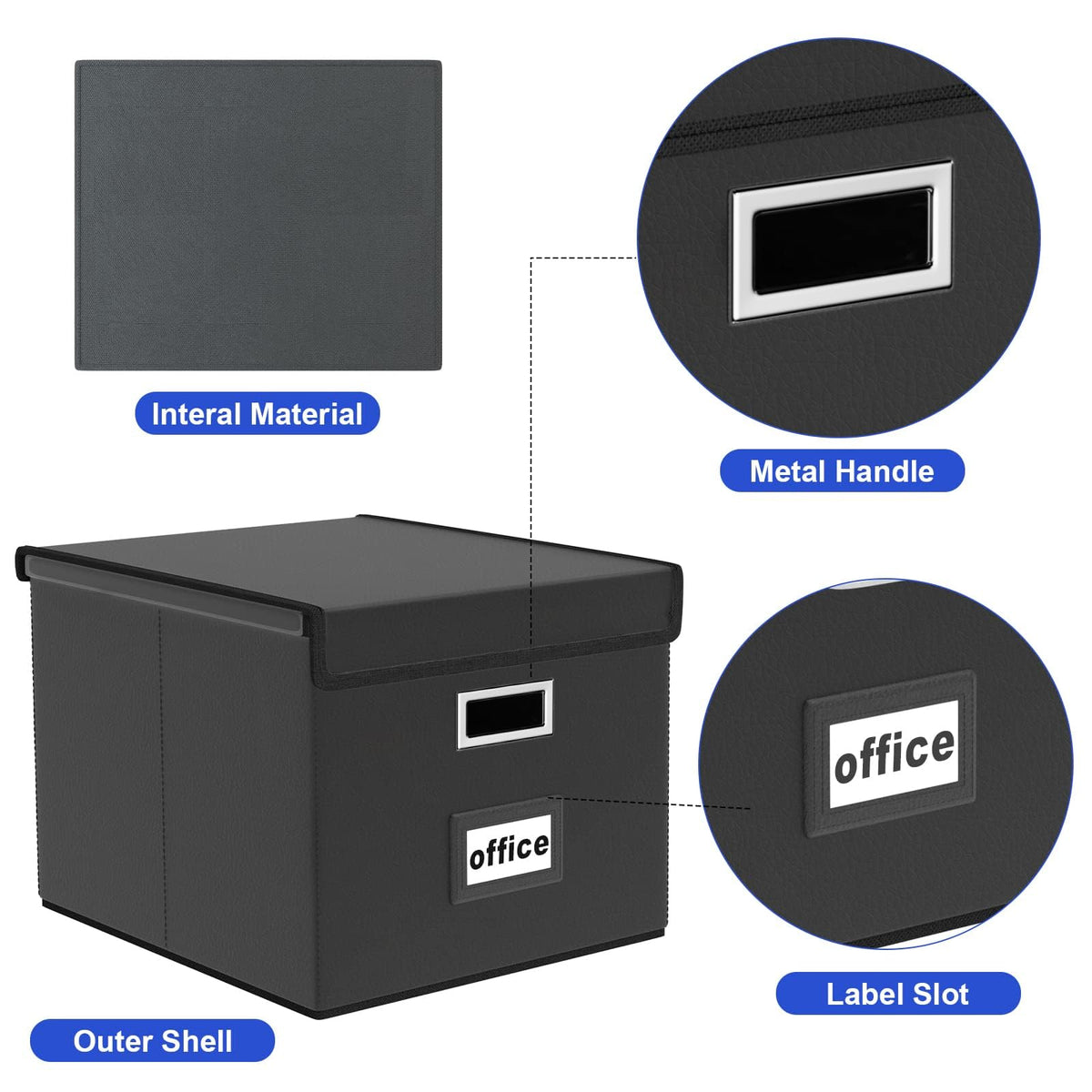 Huolewa File Organizer Box with Lids, Collapsible File Folder Organizer