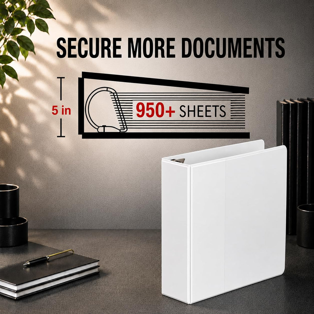 3 Ring Binder, Professional D Ring 5 Inch, Presentation Folder for Standard Pages 8.5 x 11 with