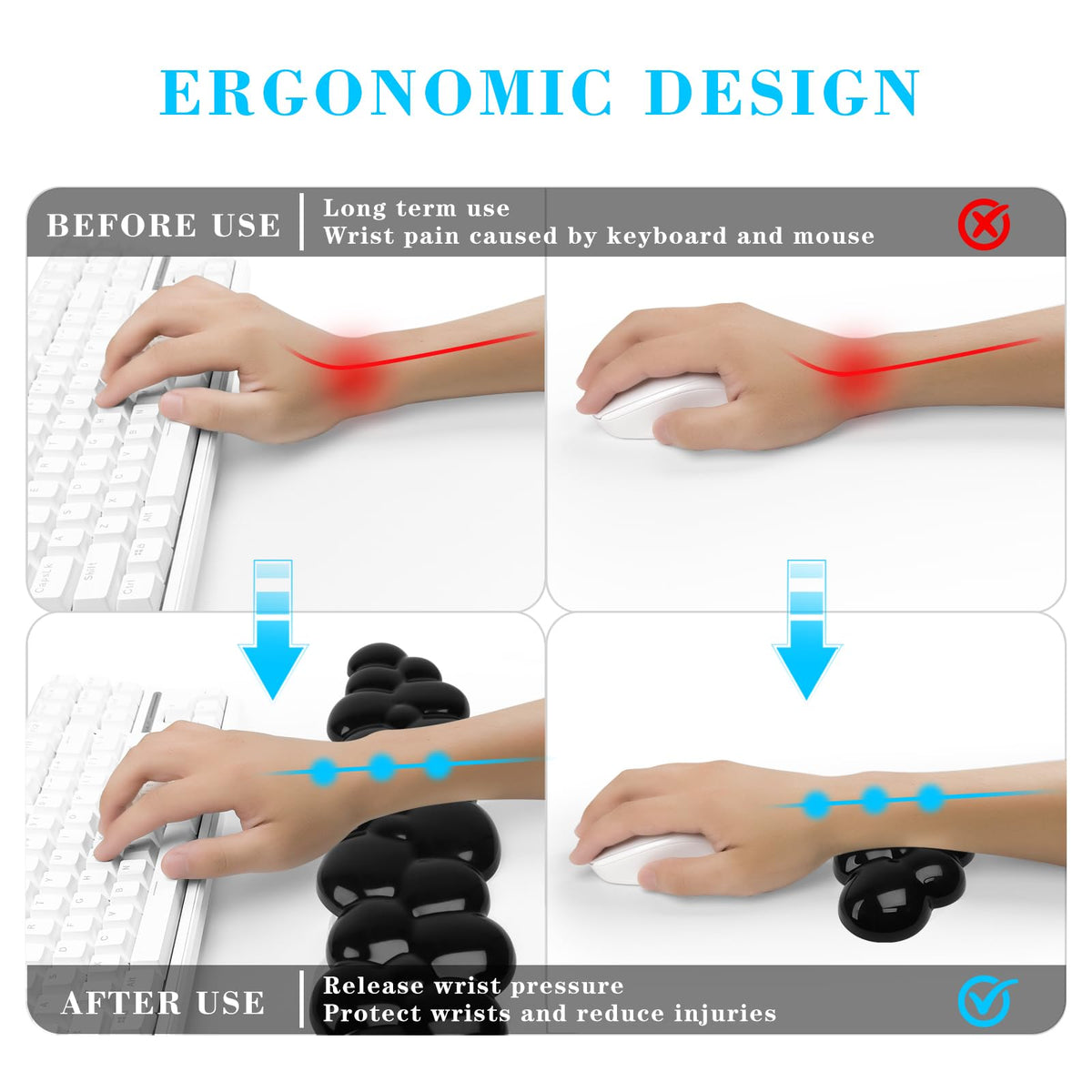 Gel Cloud Keyboard and Mouse Wrist Rest, Cute Wrist Support and Arm Support Keyboard Rest for