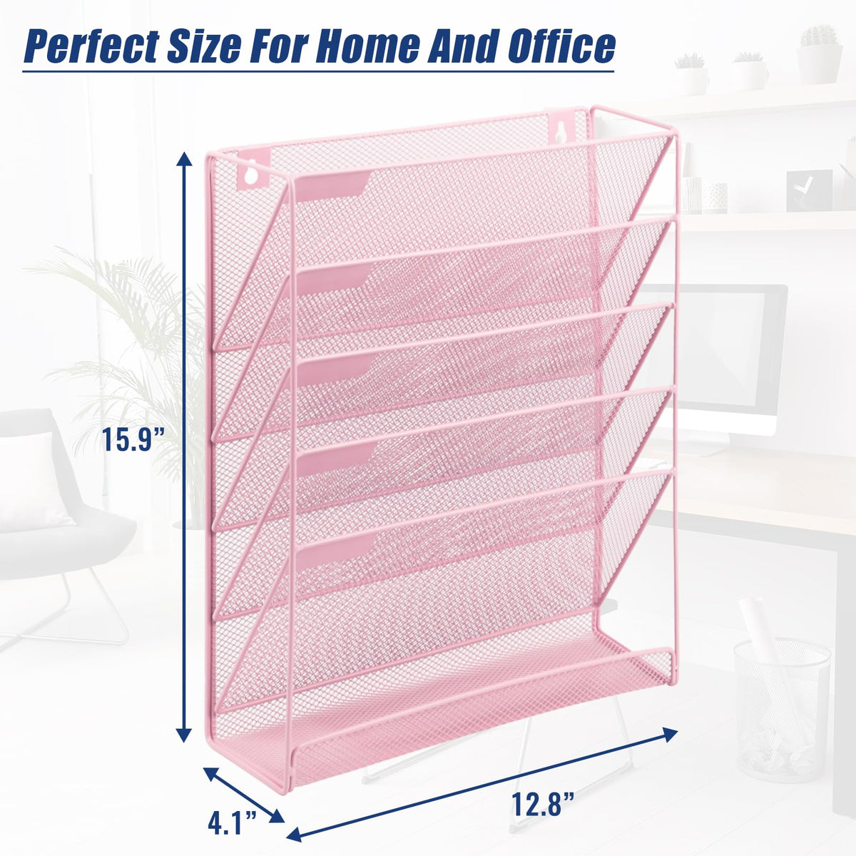 EASEPRES Desk File Organizer Mesh 6-Tier, Hanging Wall Mount Document Organization Stand, Desktop