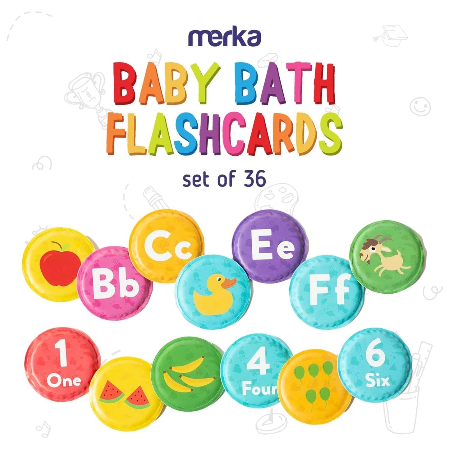merka Bath Toys Flash Cards - 36-Pc Multicolor 2.25-Inch Foam Alphabet & Number Cards - Waterproof