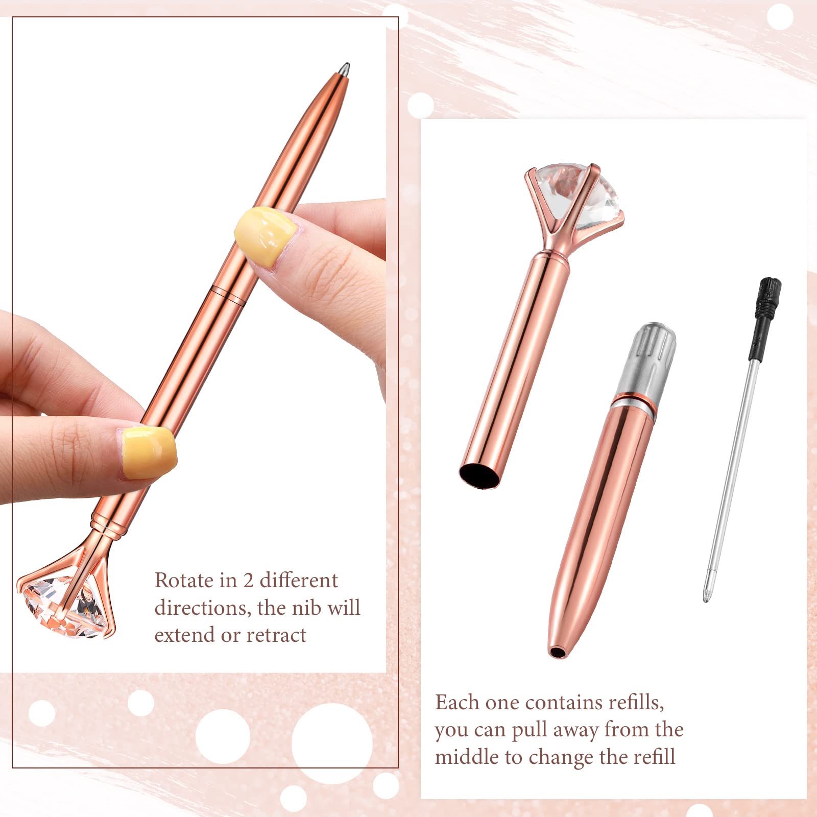 Yahenda 50 Pcs Christmas Gifts Diamond Pens Bridal Shower Ballpoint Pen Bulk Black Ink Bling