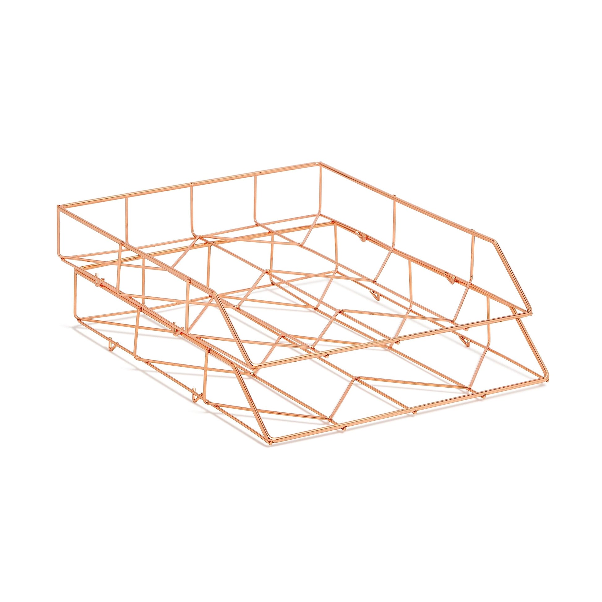 U Brands Desktop Fashion Filing Set, Desktop Organizer, Rose Gold Wire Metal, 10 Piece Office Gift