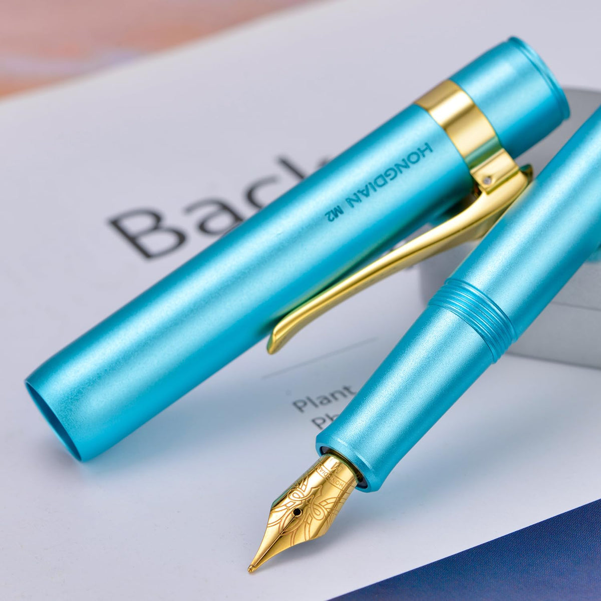HONG DIAN M2 Black Forest Mini Fountain Pen, Extra Fine Soft Nib & Sleek Shape Aluminium Short