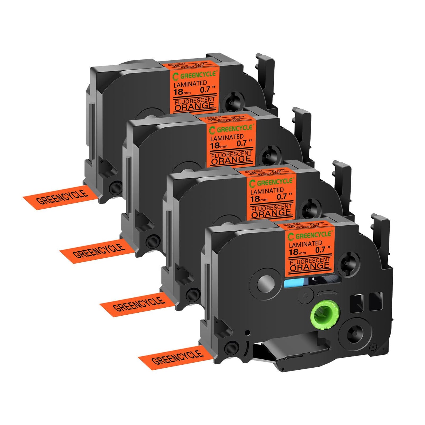 GREENCYCLE Compatible for Brother P-Touch Label Tape TZe-B41 18mm 0.7" Laminated Fluorescent Orange