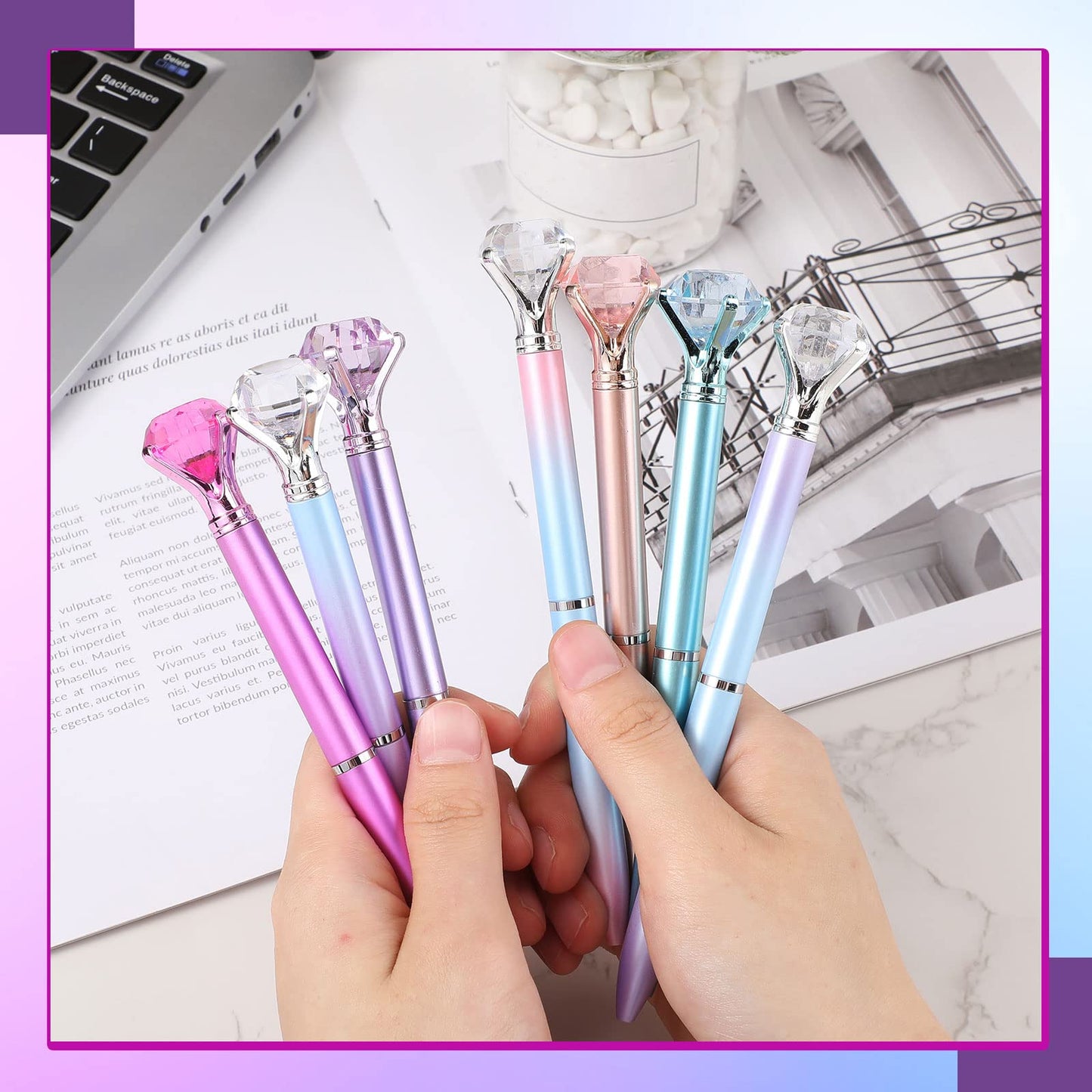 Sherr 100 Pack Crystal Diamond Pens Jewel pen Bulk, Fresh, Simple