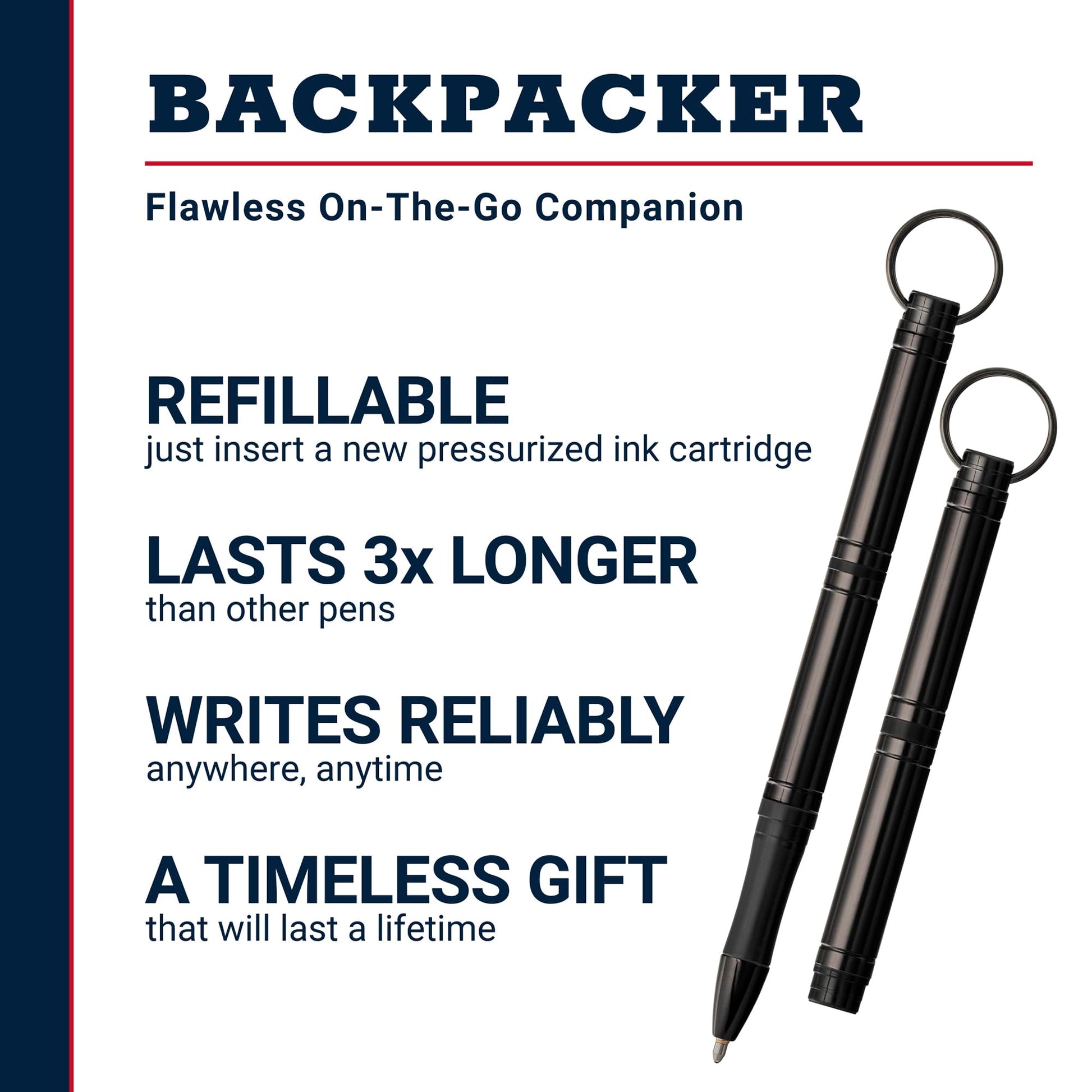 Fisher Space Pen Black Backpacker Pressurized Ballpoint Pen, Gift Box