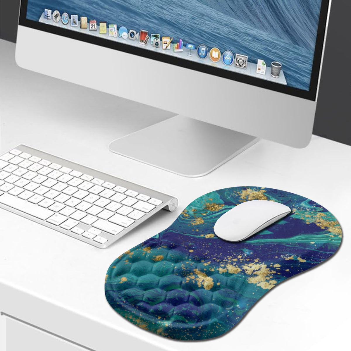 Hokafenle Ergonomic Mouse Pad Wrist Support, Wrist Rest Mousepad for Carpal Tunnel Pain Relief with