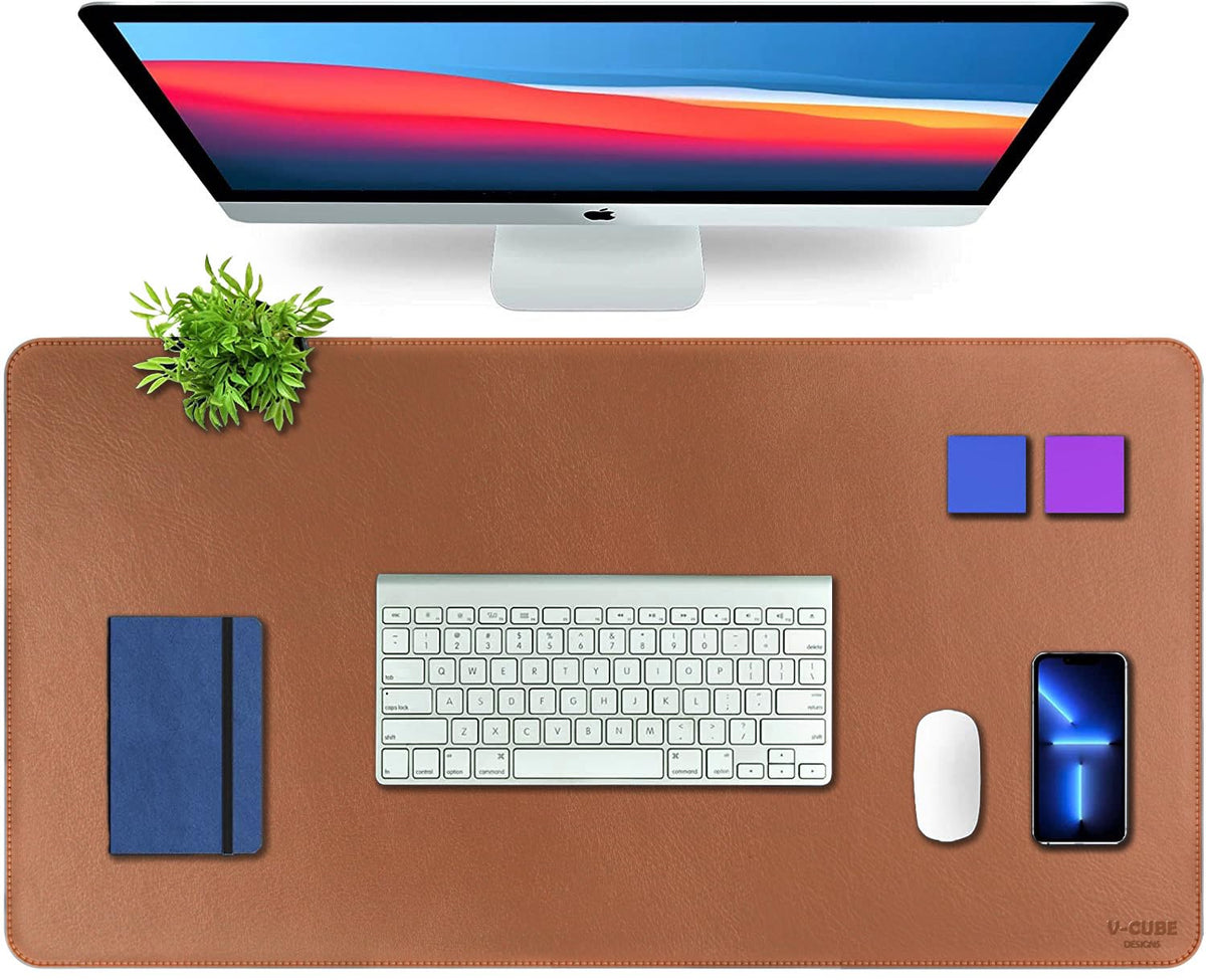 Premium Vegan Leather Desk Mat by V-CUBE Designs