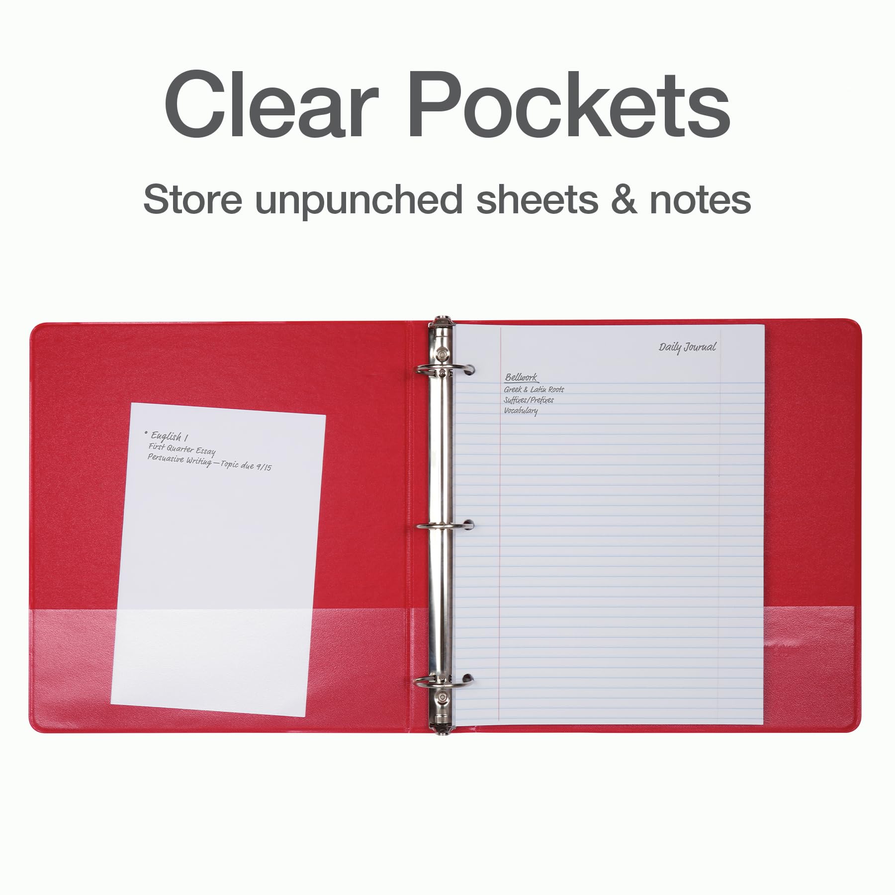 Cardinal 3 Ring Binders, 1.5 Inch, Round Rings, Holds 350 Sheets, ClearVue Presentation View
