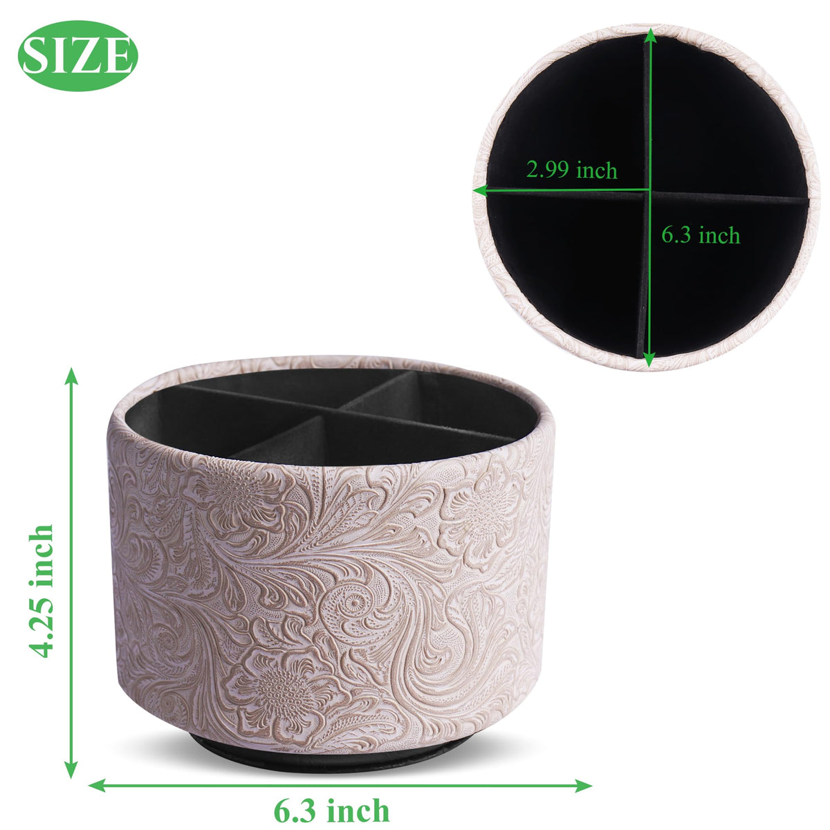 lizimandu Round Leather Art Supply Organizer,Remote Control Holder,360 Degree