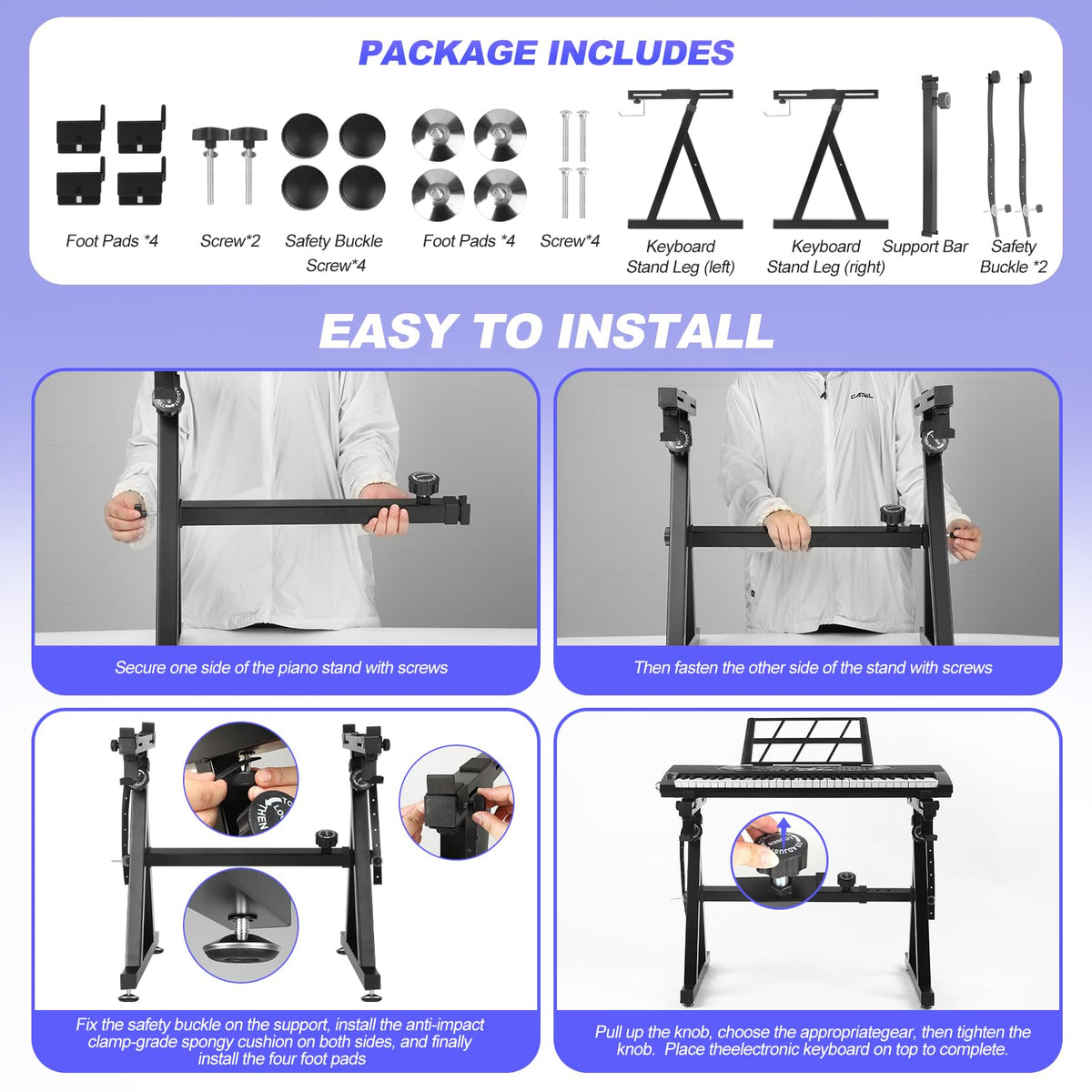 Keyboard Stand Piano Duty Stand Z Style Adjustable Keyboard Holder Piano