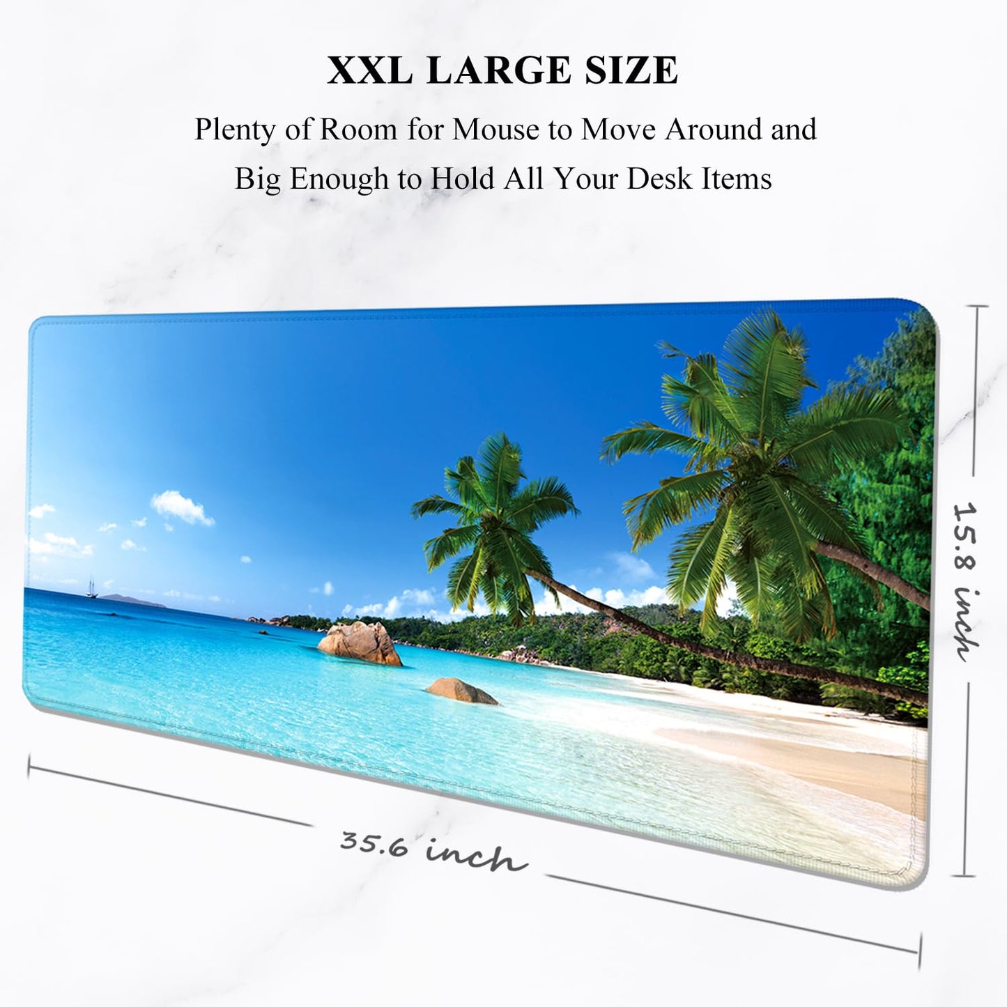 Auhoahsil Large Gaming Mouse Pad, XXL 35.4 x 15.7 in Office Desk Mat, Blue