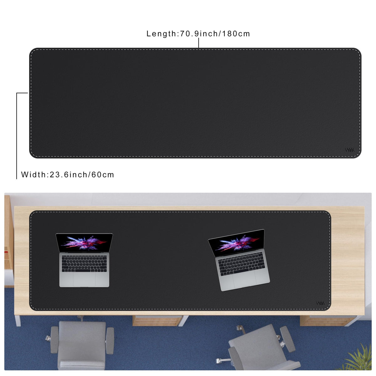 VYAAA Leather Desk Mat,70.8"×23.6" Large Mouse Pad, Desktop Protector for Desk, Multifunctional