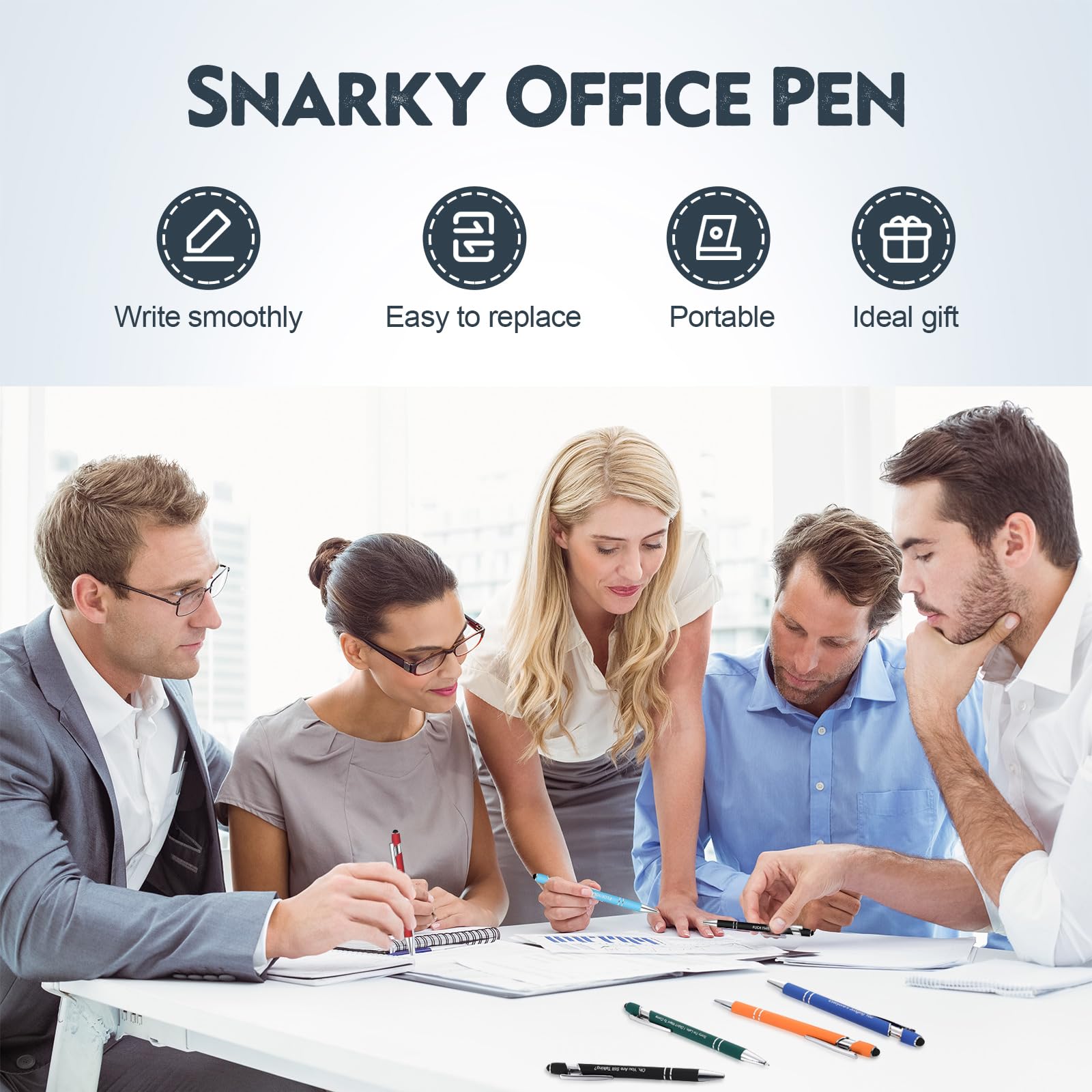 Teling 40 Pcs Snarky Office Funny Ballpoint Pens Motivational Rude Quotes