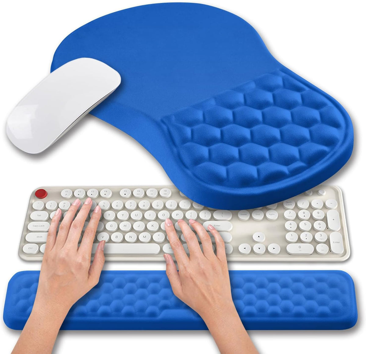 Hokafenle 2 in 1 Ergonomic Mouse Pad Wrist Support & Wrist Rest for Computer Keyboard Set, with