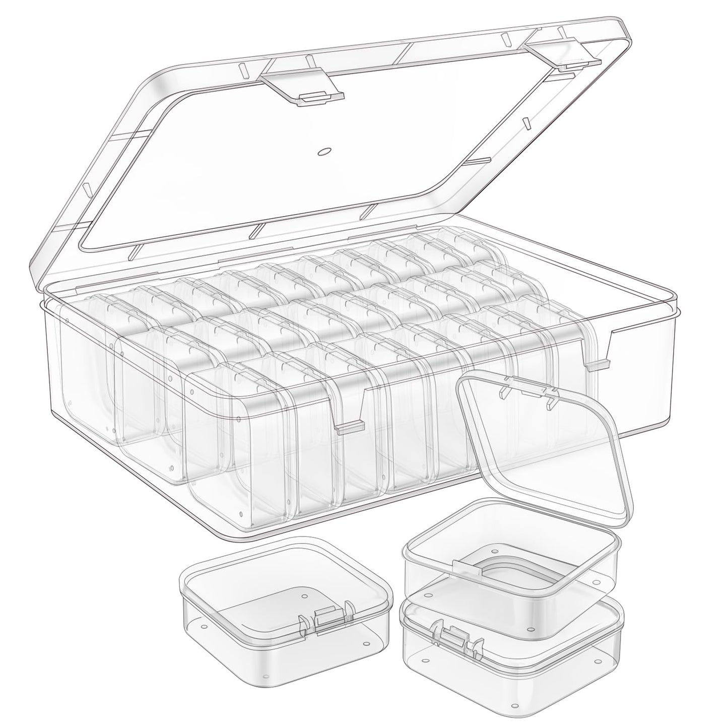 Mathtoxyz Bead Organizer Box, 90Pcs Small Bead Organizers and Storage Plastic Cases Mini Clear Bead