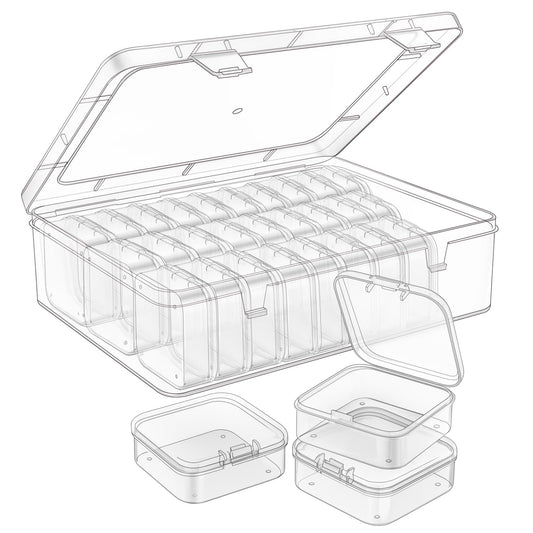 Mathtoxyz Bead Organizer Box, 90Pcs Small Bead Organizers and Storage Plastic Cases Mini Clear Bead