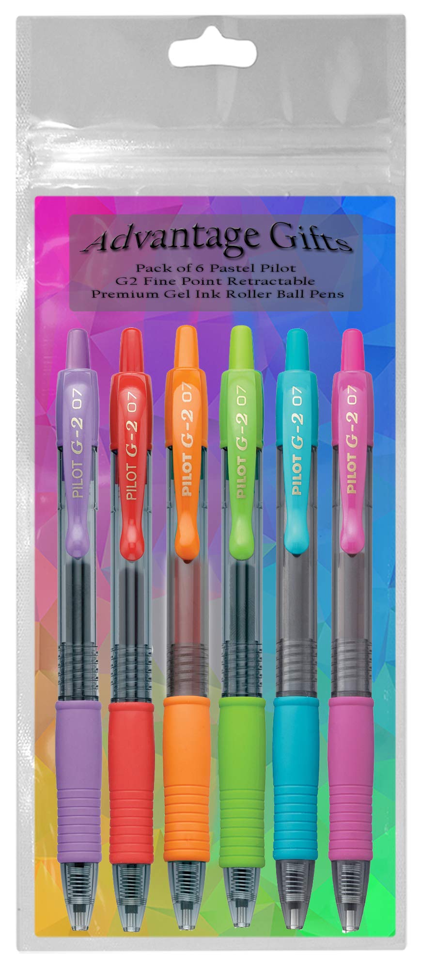 Advantage Gifts G2 Retractable Premium Gel Ink Roller Ball Pens Fine Point (.7mm) Assorted Colors