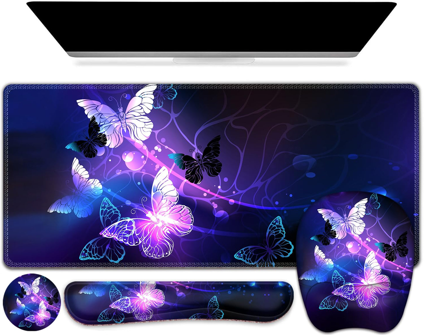 NXZGO Large Mouse Pad with Wrist Support 4in1 Set, XXL Game Mousepad + Keyboard Wrist Rest+Mouse