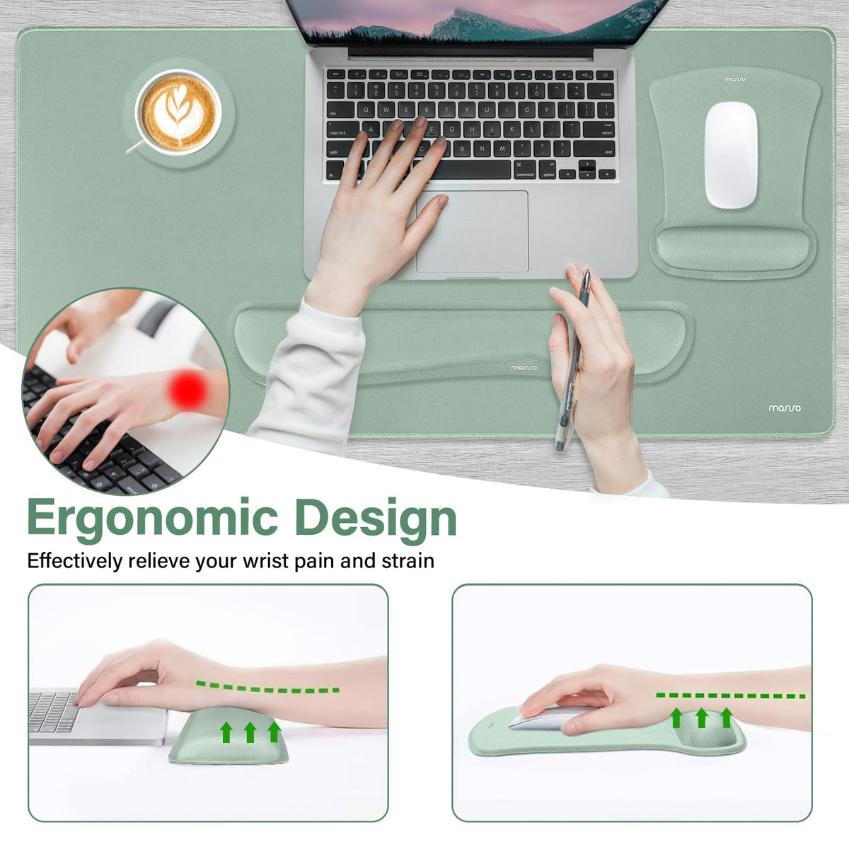 MOSISO Keyboard Mouse Pad Set, Large Gaming Mousepad&Keyboard Wrist Rest