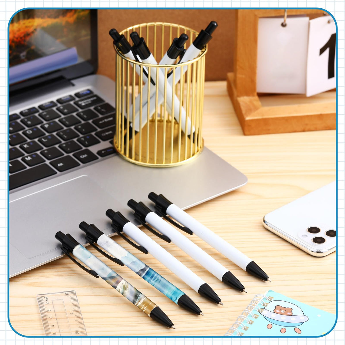 Yexiya Sublimation Pens Blank Heat Transfer Pen Sublimation Ballpoint Pen with Shrink Wrap White