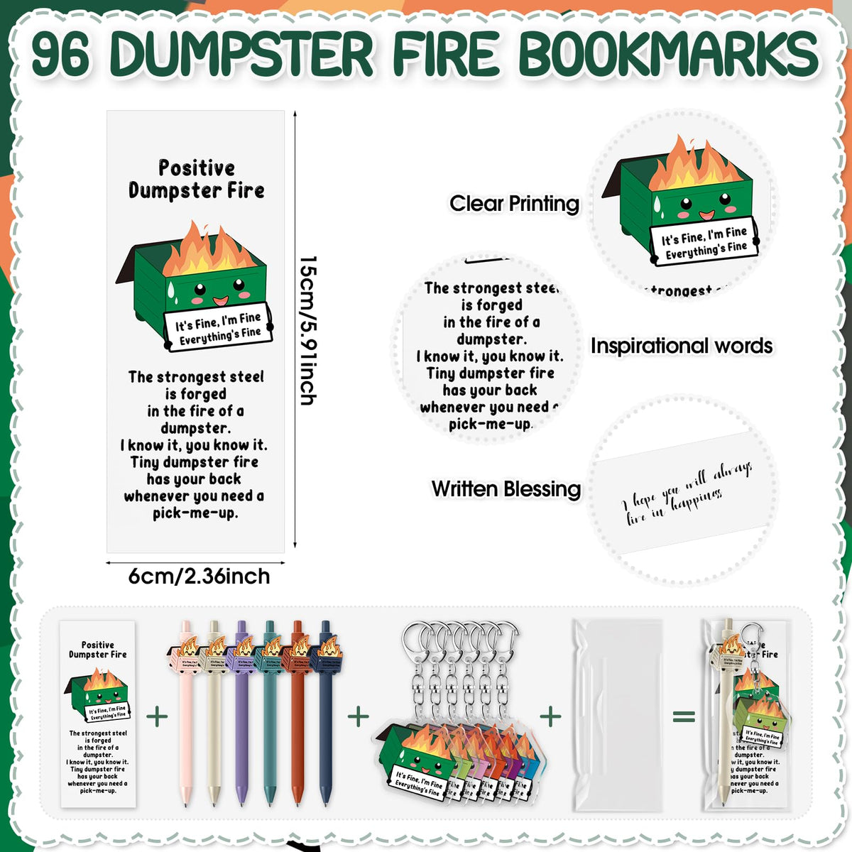 Sayglossy 96 Sets Christmas Funny Dumpster Fire Gift