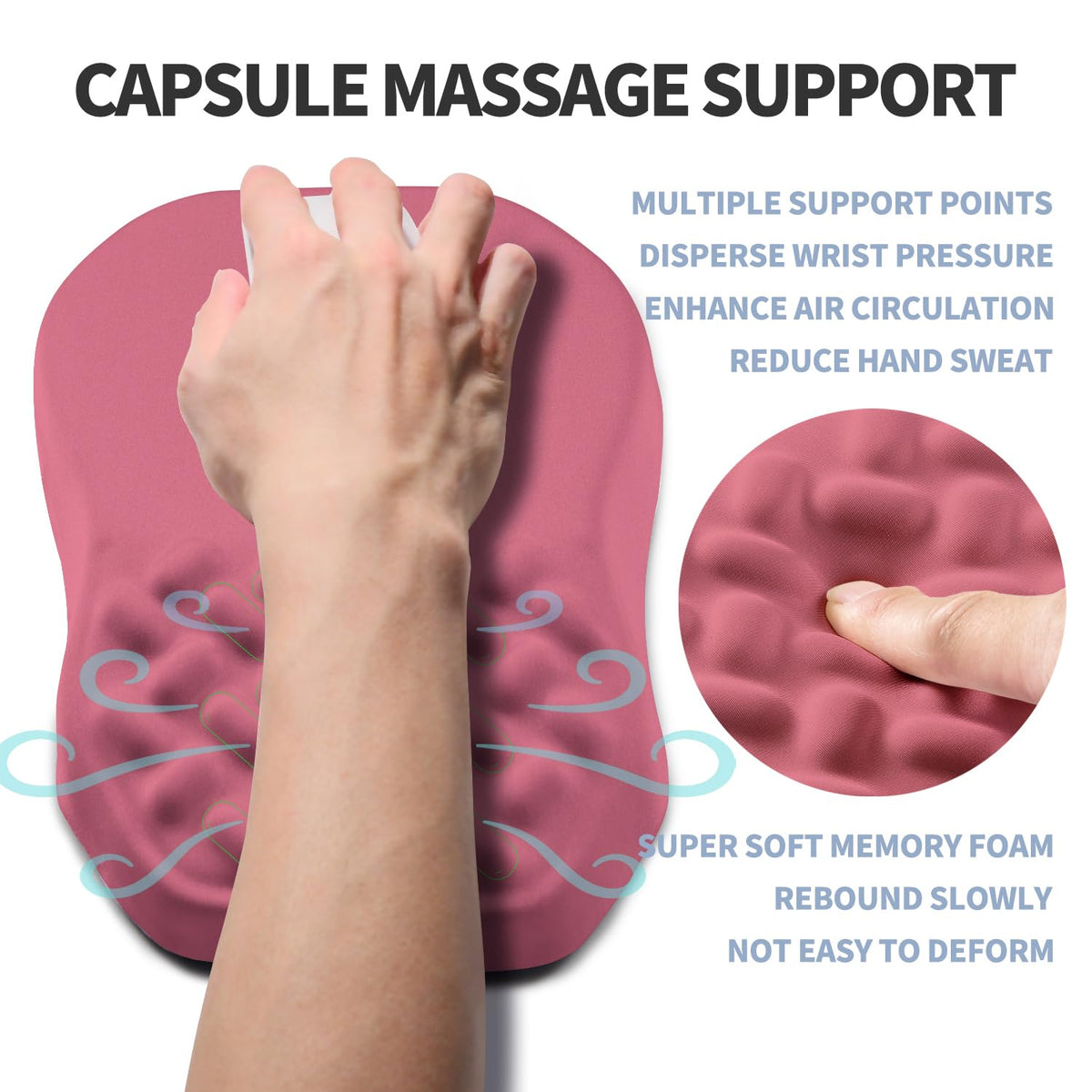 Gleamtide Ergonomic Raised Mouse Pad Wrist Support with Bilateral Slope Memory Foam Mousepad for